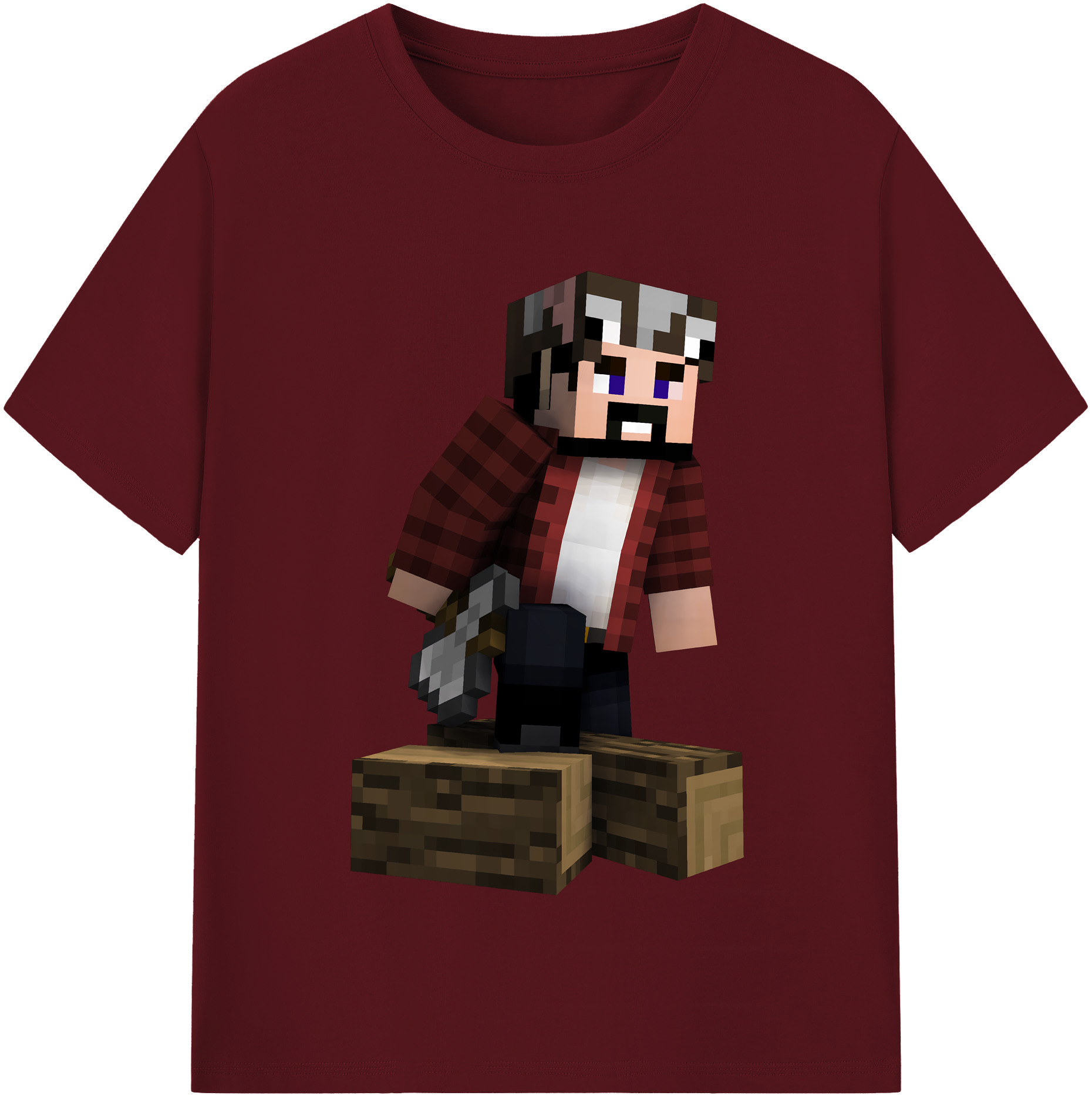 （画像用） マインクラフト ブロックの世界 Minecraft MC Block world 綿100％半袖Tシャツ（フロントプリント）